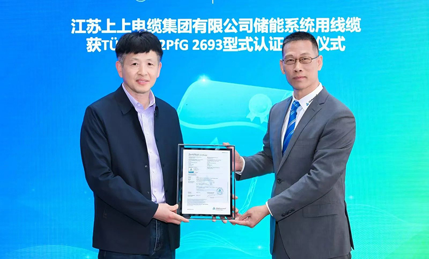 TÜV莱茵为东升pg娱乐游戏有限公司颁发TÜV储能系统用电缆 2PfG 2693标准认证证书